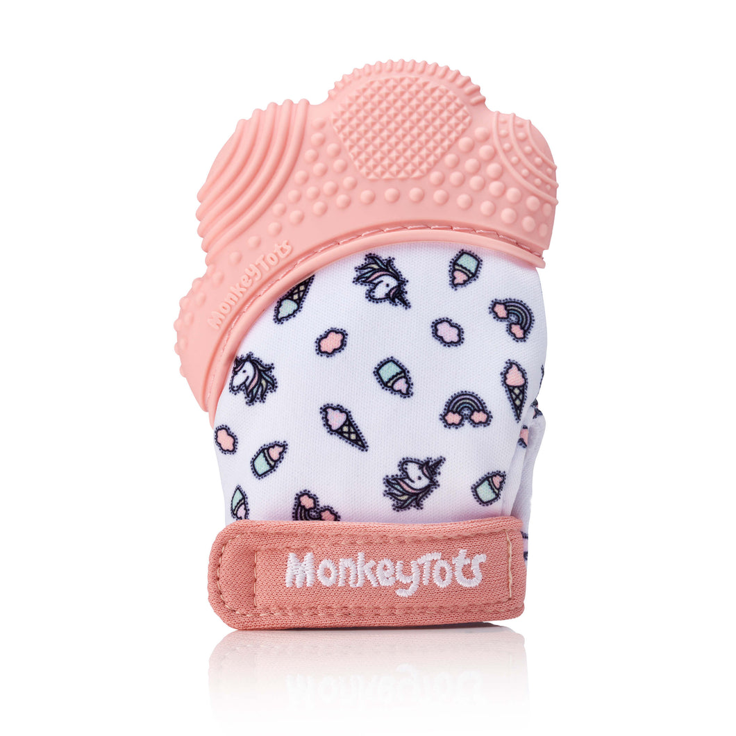 MonkeyTots Baby Teething Mitten (Coral Crush)
